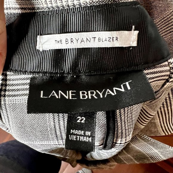 Lane Bryant Black White Plaid One Button Notched Lapel Bryant Blazer Size 22 - Picture 5 of 7